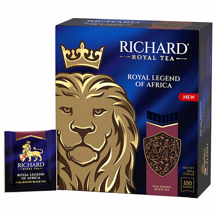 Чай RICHARD "Royal legend of Africa" черный, 100 пакетиков в конвертах по 2 г, 102735