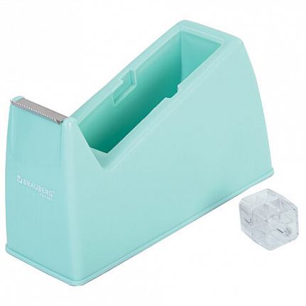 Диспенсер для клейкой ленты шириной до 26 мм, МЯТНЫЙ (лента в подарок!), утяжеленный большой, BRAUBERG, 701461
