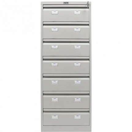 Шкаф картотечный ПРАКТИК "AFC-07", 1327х515х631мм, 7 ящиков под формат А5 (210х149 мм), формат папок Foolscap или A4 (БЕЗ ПАПОК)