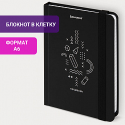 Блокнот с резинкой в клетку 96 л., МАЛЫЙ ФОРМАТ А6 (109х148 мм), твердая обложка, BRAUBERG, "Elements", 113736