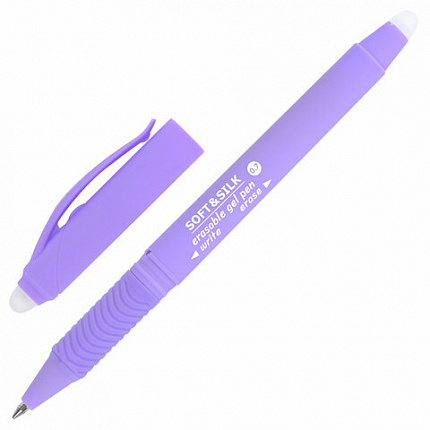 Ручка стираемая гелевая с грипом BRAUBERG "SOFT&SILK PASTEL", СИНЯЯ, корпус ассорти, узел 0,7 мм, 143934