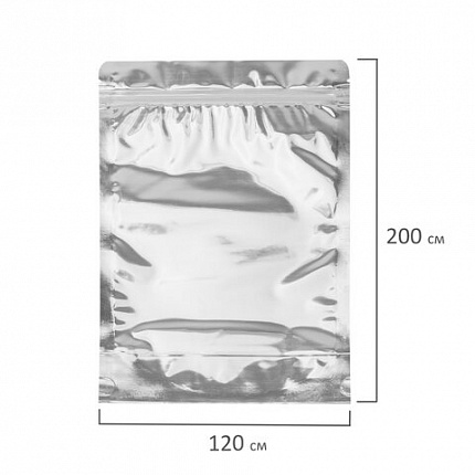 Пакеты дой-пак с замком ZIP LOCK, металлизированная + прозрачная стенка, 120х200 + 40 мм, КОМПЛЕКТ 100 штук, 70 мкм, BRAUBERG, 700683