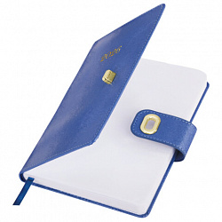 Ежедневник датированный 2026 А5 138х213 мм, BRAUBERG "Elegant", под кожу, застежка, темно-синий, 117366