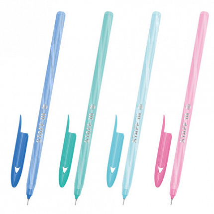 Ручка шариковая STAFF "CANDY PASTEL", синяя, игольчатый узел 0,6 мм, линия 0,3 мм, 144235
