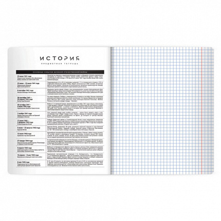 Тетрадь предметная BLACK MODE 48л, пластиковая обложка, ИСТОРИЯ, клетка, подсказ, BRAUBERG, 405521