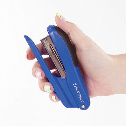 Степлер №24/6, 26/6 BRAUBERG "SX-39", до 25 листов, синий, 228591