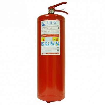 Огнетушитель порошковый ОП-8, АВСЕ (твердые, жидкие, газообразные, электрические) закачной, индивидуальный короб, РИФ