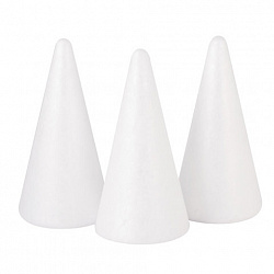 Пенопластовые заготовки для творчества "Конусы", 3 шт., 115 мм, ОСТРОВ СОКРОВИЩ, 661375