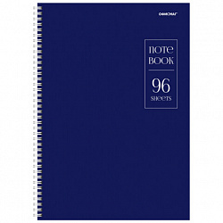 Тетрадь А4, 96 л., ОФИСМАГ, гребень, клетка, обложка картон, СЕРАЯ, 405634