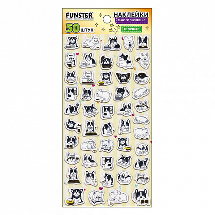 Наклейки декоративные "Забавные зверята", 17,5х9 см, ассорти 4 вида, FUNSTER (ФАНСТЕР), 666097