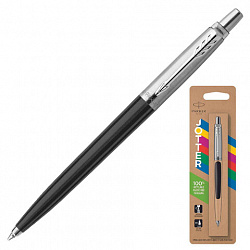 Ручка шариковая PARKER "Jotter Plastic CT", корпус черный, детали нержавеющая сталь, блистер, синяя, 2096873