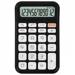 Калькулятор настольный BRAUBERG KW-500-BK (93x148 мм), 3D-кнопки, 12 разрядов, черный, 272954