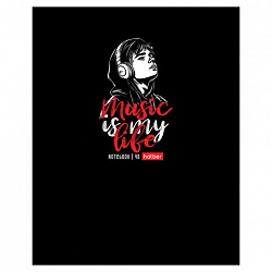 Тетрадь А5 48 л. HATBER, скоба, клетка, выборочный лак, "Music is my life" (микс в спайке), 091471, 48Т5вмВ1