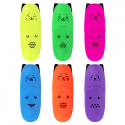 Текстовыделитель мини BRAUBERG KIDS "CUTE CATS NEON", АССОРТИ В ПЛАСТИКОВОЙ БАНКЕ, 1-5 мм, 152433