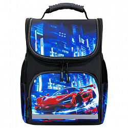 Ранец ПИФАГОР BASIC, 1 отделение, 3 кармана, эргономичная спинка, "Speed rusher", 35х28х18 см, 273141