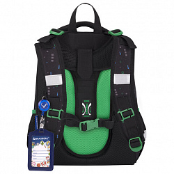 Ранец BRAUBERG PREMIUM, 2 отделения, с брелоком, "Space strike", патчи на липучках, 38х29х16 см, 273104