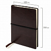 Блокнот МАЛЫЙ ФОРМАТ (100х150 мм) А6, BRAUBERG "Western", 128 л., гладкий кожзам, резинка, клетка, коричневый, 125241