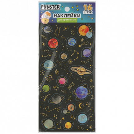 Наклейки декоративные "Black edition", 17,5х9 см, ассорти 6 видов, FUNSTER (ФАНСТЕР), 666100