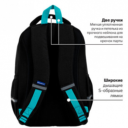 Рюкзак BRAUBERG MOTION, 2 отделения, 3 кармана, "Get away", СВЕТООТРАЖАЮЩИЙ ПРИНТ, 41х28х17 см, 273117