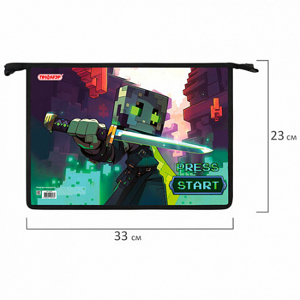 Папка для тетрадей ПИФАГОР А4, 1 отделение, картон/пластик, на молнии, "Sharp sword", 273342