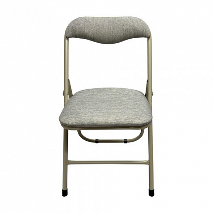 Стул складной для дома и офиса РС04, бежевый перламутровый каркас, рогожка бежевая