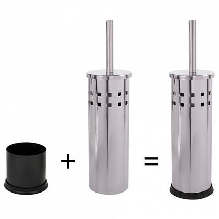 Ершик для унитаза с подставкой, нержавеющая сталь, зеркальный, LAIMA, 601616