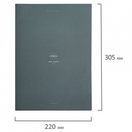 Тетрадь на кольцах БОЛЬШАЯ А4, 215х305 мм, 100 л., твердый картон, клетка, BRAUBERG, "Rhythm", 405407