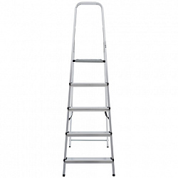 Стремянка алюминиевая 5 ступеней, высота площадки 1,04м, дуга безопасности 0,6м, площадка 26х26см, до 150кг, вес 4кг, НОВАЯ ВЫСОТА, 1110105