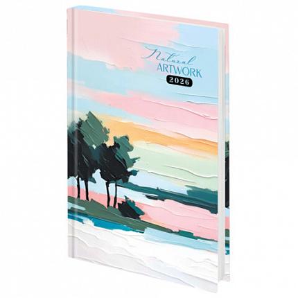 Ежедневник датированный 2026 145х215 мм, А5, STAFF, ламинированная обложка, "Живопись", 117329