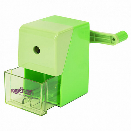 Точилка механическая ЮНЛАНДИЯ "Пастель", для чернографитных и цветных карандашей, корпус зелёный, 272000