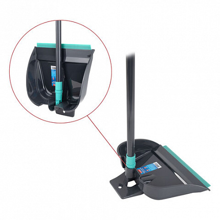 Совок для мусора КОМПЛЕКТ щетка + 2 рукоятки 80 см и 83 см с резьбой, пластиковые, "ЛЕНИВКА", бирюзово-серый, LAIMA, 700055