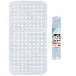 Коврик для ванны противоскользящий 70х36см, "Бусины", прозрачный, ПВХ, присоски, PRIMILA (ПРИМИЛА), 700366