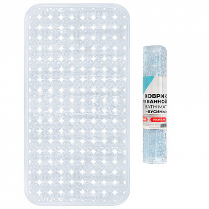 Коврик для ванны противоскользящий 70х36см, "Бусины", прозрачный, ПВХ, присоски, PRIMILA (ПРИМИЛА), 700366