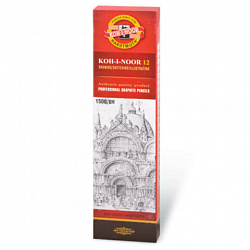 Карандаш чернографитный KOH-I-NOOR 1500, 1 шт., 8H, корпус желтый, заточенный, 150008H01170