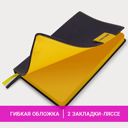 Ежедневник недатированный А5 (138х213 мм), BRAUBERG "AIM", под кожу, 136 л., черный, 113421