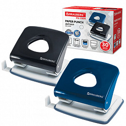 Дырокол металлический BRAUBERG "PN-100M", до 30 листов, ассорти (синий/черный), 221277