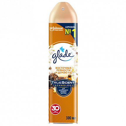 Освежитель воздуха аэрозольный 300 мл, GLADE "Восточные пряности и дерево уд", 864956