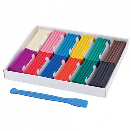 Пластилин классический BRAUBERG "МАГИЯ ЦВЕТА", 12 цветов, 240 г, со стеком, высшее качество, картонная упаковка, 103357