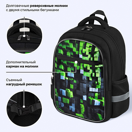 Рюкзак BRAUBERG FAVOUR, 2 отделения, 3 кармана, "Блоки", 40х29х15 см, 273124