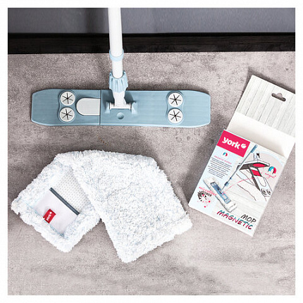 Швабра КОМПЛЕКТ черенок 85-145 см + флаундер + насадка МОП (608413) ТИП К, YORK "Magnetic", 8169, 81690