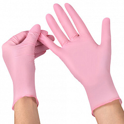 Перчатки нитриловые смотровые SFM Supersoft PINK, Германия, 100 пар (200 шт.), размер L (большой), розовые