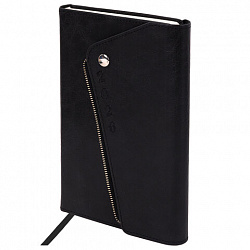 Ежедневник датированный 2026, А5, 145х213 мм, BRAUBERG "Jacket", под кожу, клапан, держатель, черный, 117399