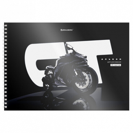 Альбом для рисования, пластиковая обложка, А4 40 л., гребень, BRAUBERG, 210х297мм, АССОРТИ-2 (8 видов), 107683