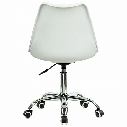Кресло стул BRABIX "Eames MG-310 CH", хром, пластик белый, ткань серая, 532924