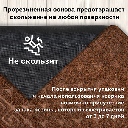 Коврик придверный 40х60 см, ВЕНГЕ, грязезащитный, 430 г/м2, фактурный рисунок ЧЕШУЙКИ, ЛЮБАША, 701059