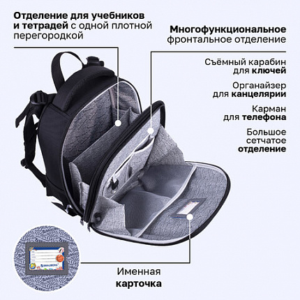 Ранец BRAUBERG SHINY, 2 отделения, с брелоком, "Царь зверей", светящийся рисунок, 38х28х14 см, 272039
