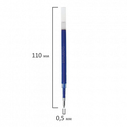 Стержень гелевый BRAUBERG 110 мм, СИНИЙ, узел 0,5 мм, линия письма 0,35 мм, 170172