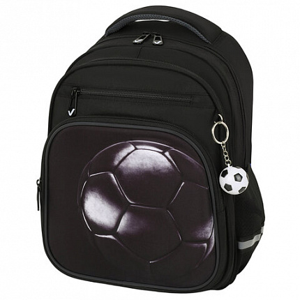 Рюкзак BRAUBERG PROFI, 2 отделения, с брелком, "Leather ball", 3D-панель, 36х27х19 см, 274416