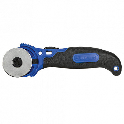 Нож раскройный роликовый 45 мм BRAUBERG, круглое лезвие, резиновые вставки, 237162