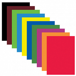 Картон цветной А4 немелованный, 80 листов, 10 цветов, в коробке, BRAUBERG, 200х290 мм, 113560